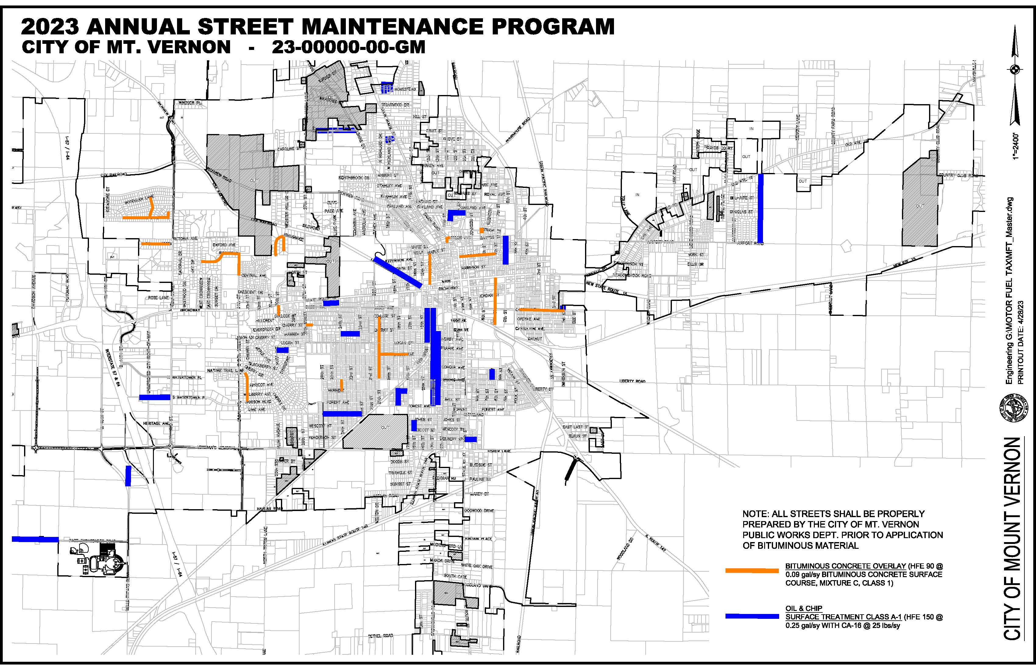 2023 Annual Road Maintenance Program Map