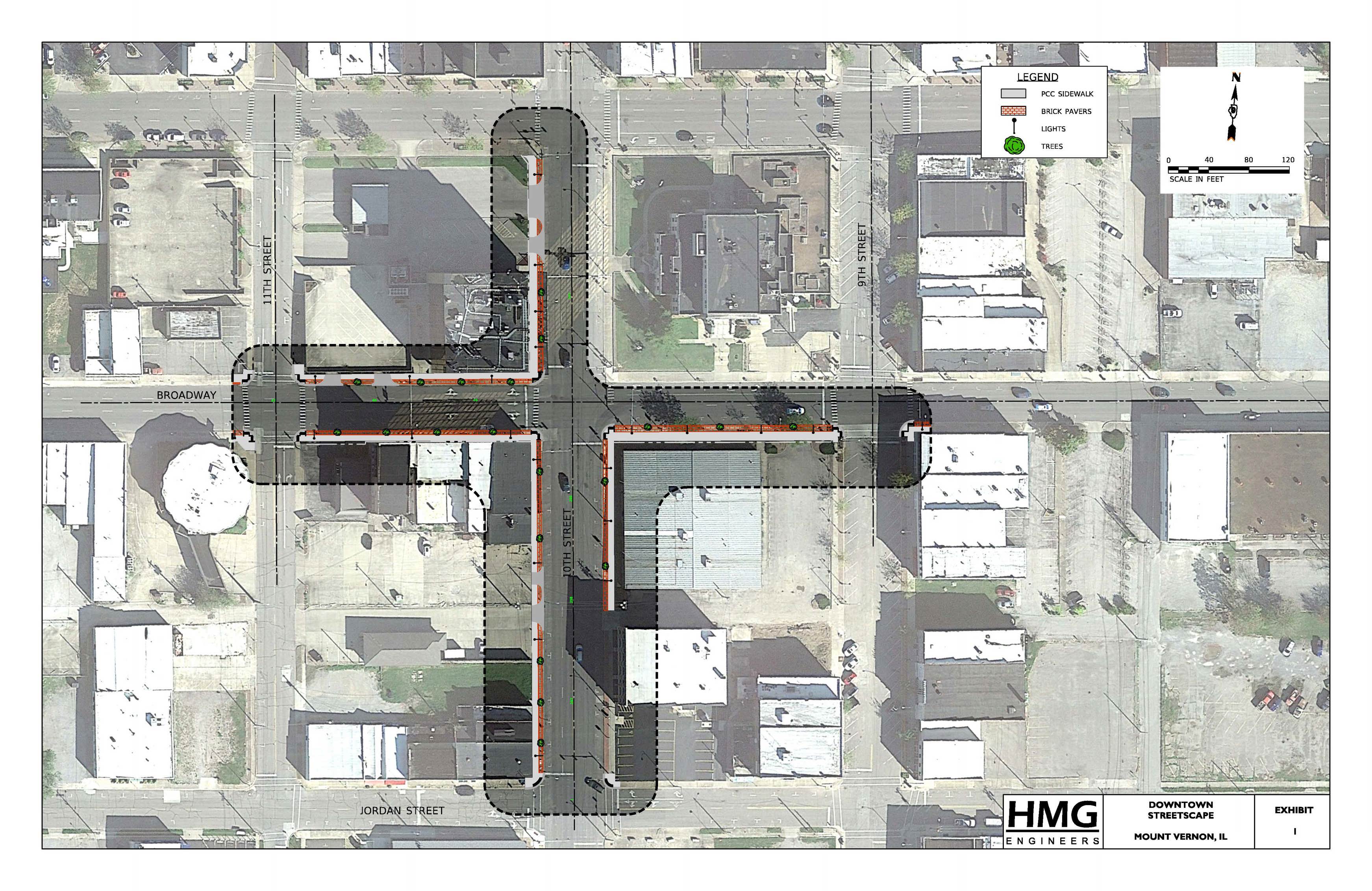 Aerial view of project location in downtown Mt. Vernon