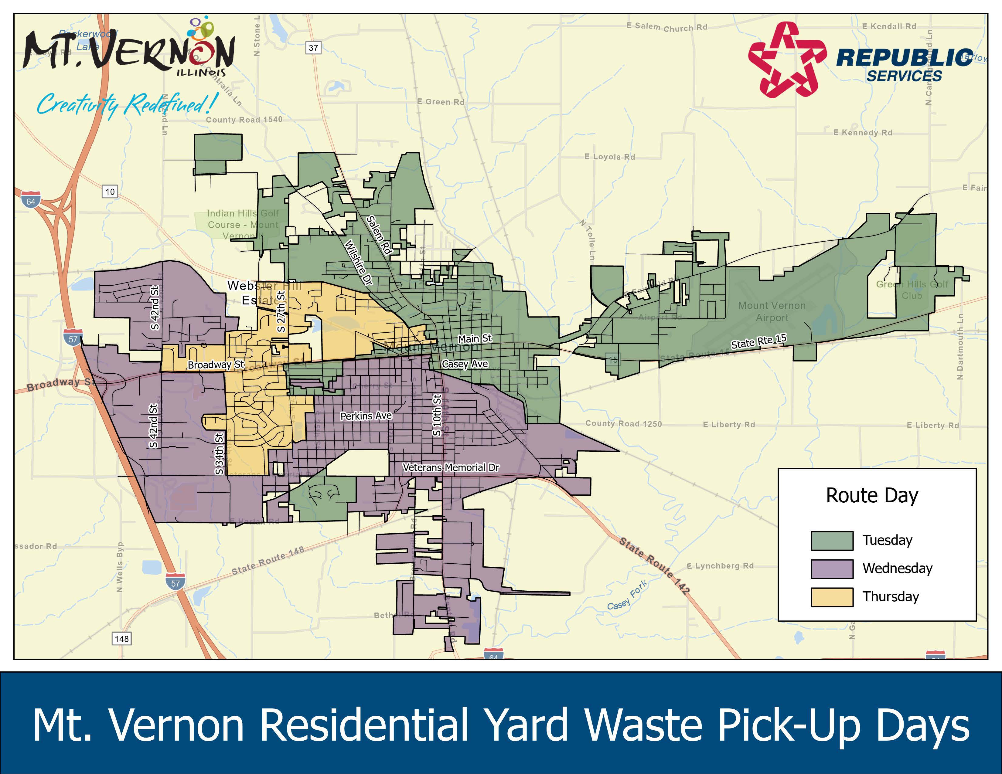Aerial map with different colored areas