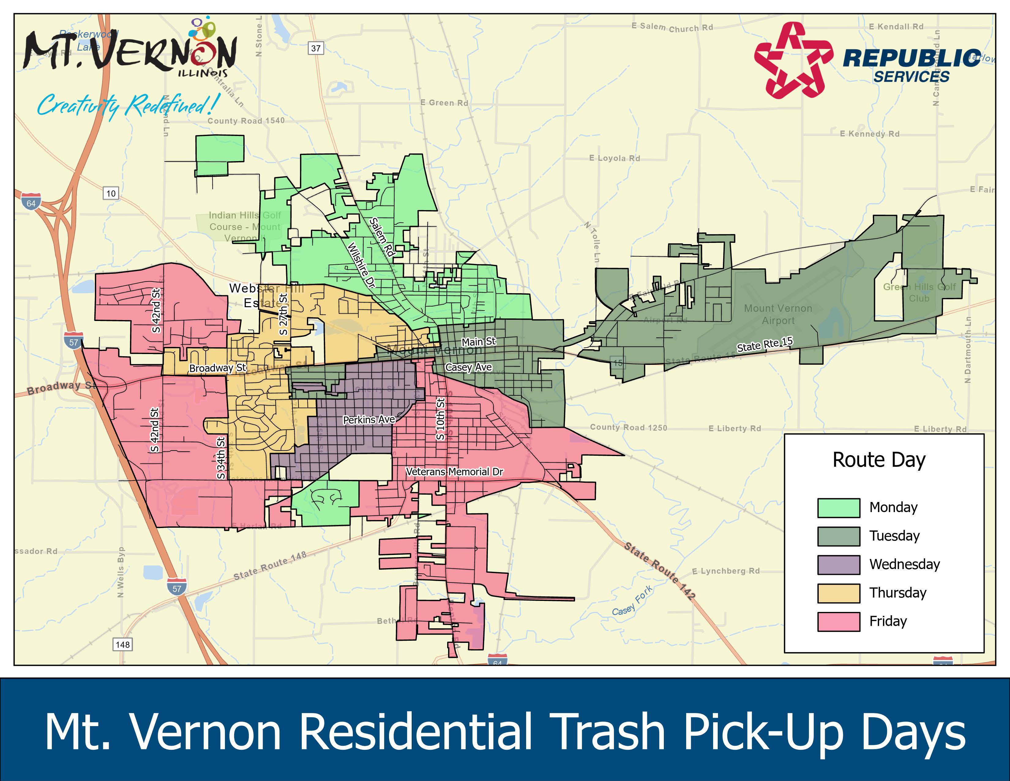 Aerial map with different colored areas